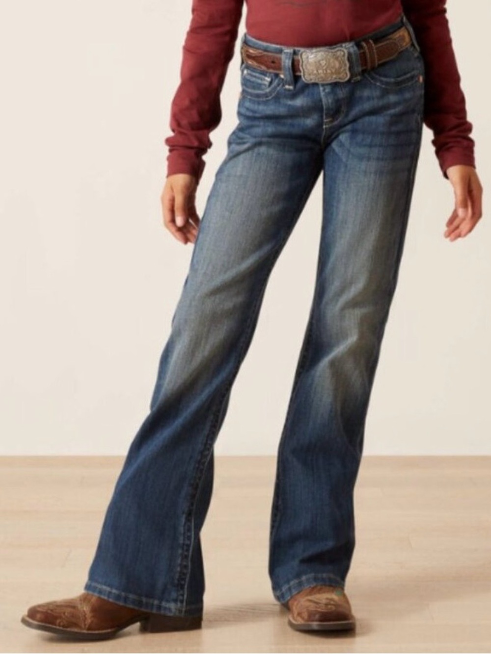 🌟NWT🌟Ariat R.E.A.L. Girls Clover Boot Cut Jeans in Chill Blue